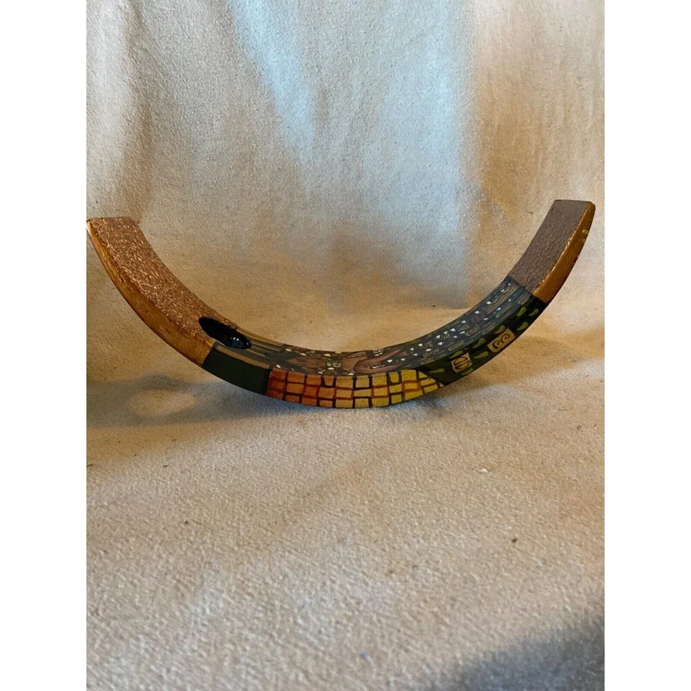 Laquered enamel painted Klimt design wine holder